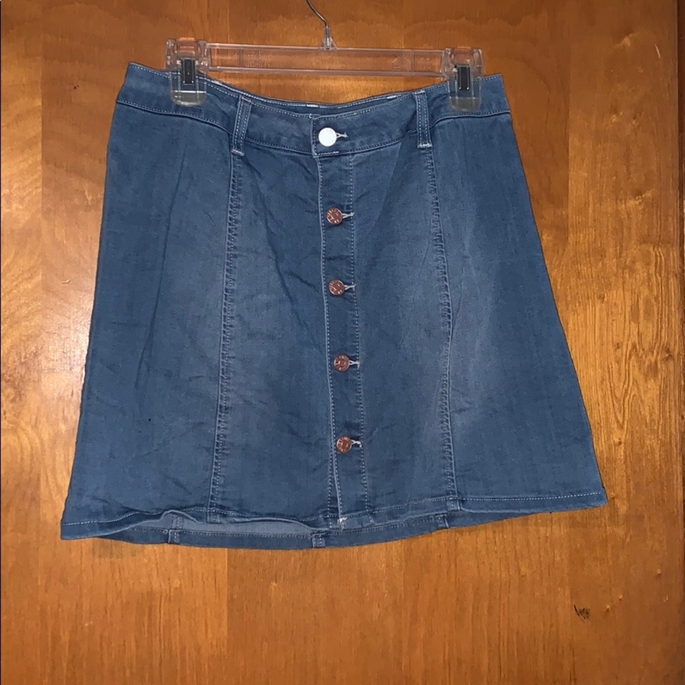 Button Front Jean Skirt